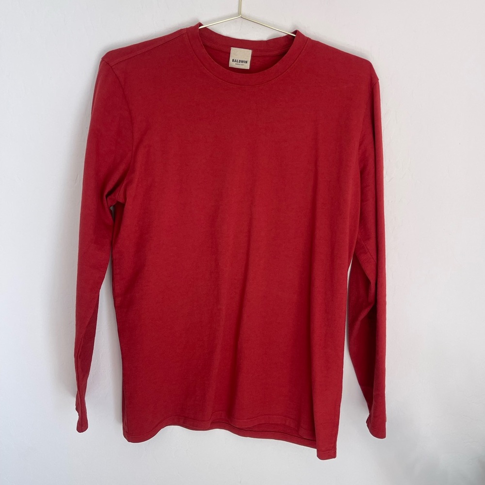 BALDWIN Red Long Sleeve 100% Cotton Shirt Size Medium